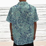 Blue Sky Paisley Bohemian Pattern Print Textured Short Sleeve Shirt