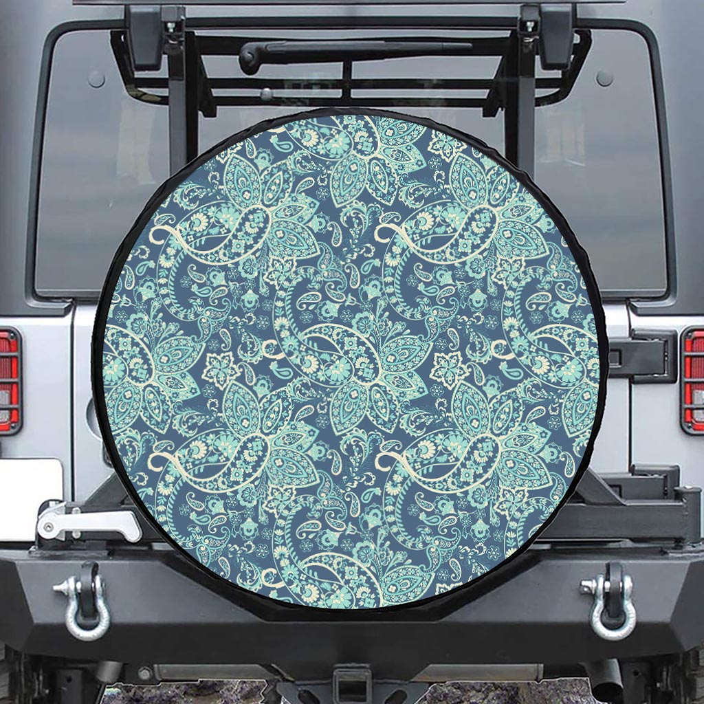 Blue Sky Paisley Bohemian Pattern Print Tire Cover