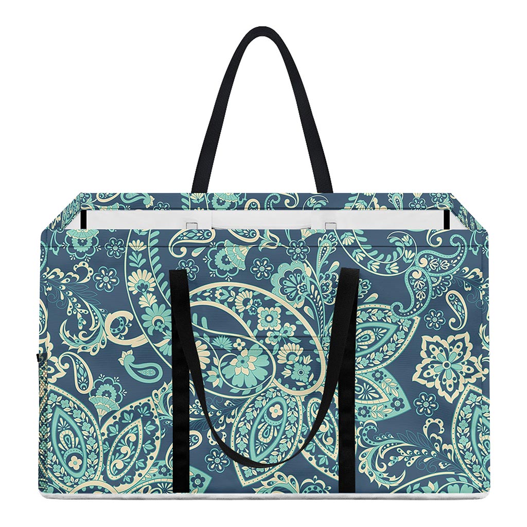 Blue Sky Paisley Bohemian Pattern Print Utility Tote Bag