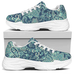Blue Sky Paisley Bohemian Pattern Print White Chunky Shoes