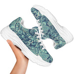Blue Sky Paisley Bohemian Pattern Print White Chunky Shoes