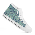 Blue Sky Paisley Bohemian Pattern Print White High Top Sneakers