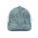 Blue Sky Paisley Bohemian Pattern Print White Mesh Trucker Cap