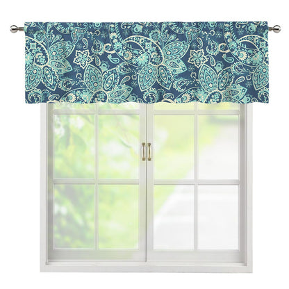 Blue Sky Paisley Bohemian Pattern Print Window Valance