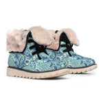 Blue Sky Paisley Bohemian Pattern Print Winter Boots