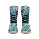 Blue Sky Paisley Bohemian Pattern Print Winter Boots