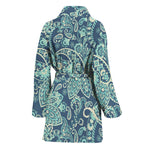 Blue Sky Paisley Bohemian Pattern Print Women's Bathrobe