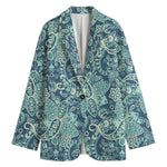 Blue Sky Paisley Bohemian Pattern Print Women's Blazer