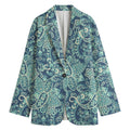 Blue Sky Paisley Bohemian Pattern Print Women's Cotton Blazer