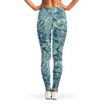 Blue Sky Paisley Bohemian Pattern Print Women's Leggings