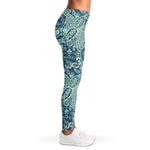 Blue Sky Paisley Bohemian Pattern Print Women's Leggings