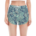 Blue Sky Paisley Bohemian Pattern Print Women's Split Running Shorts