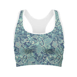 Blue Sky Paisley Bohemian Pattern Print Women's Sports Bra