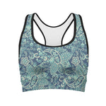 Blue Sky Paisley Bohemian Pattern Print Women's Sports Bra