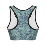 Blue Sky Paisley Bohemian Pattern Print Women's Sports Bra