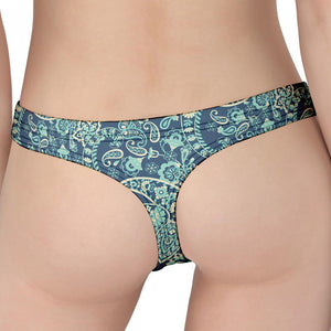 Blue Sky Paisley Bohemian Pattern Print Women's Thong