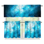 Blue Sky Universe Galaxy Space Print 3 Piece Kitchen Curtains