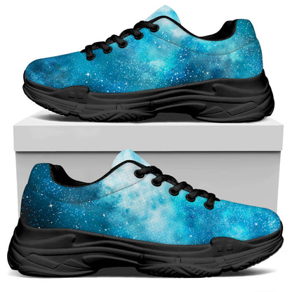 Blue Sky Universe Galaxy Space Print Black Chunky Shoes