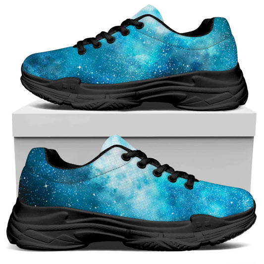 Blue Sky Universe Galaxy Space Print Black Chunky Shoes