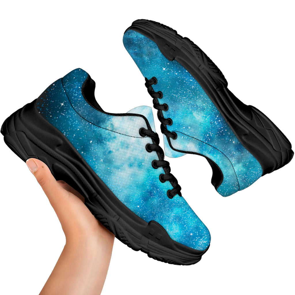 Blue Sky Universe Galaxy Space Print Black Chunky Shoes