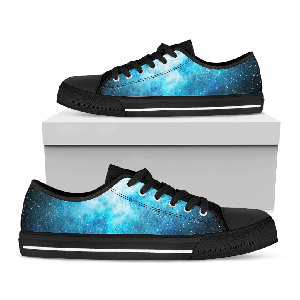 Blue Sky Universe Galaxy Space Print Black Low Top Sneakers