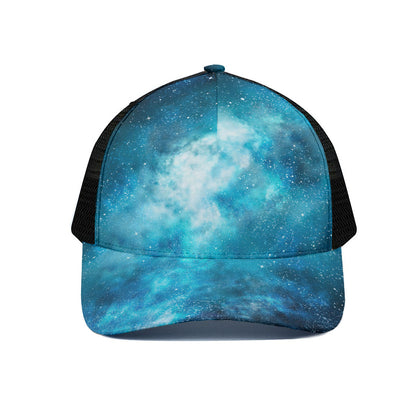 Blue Sky Universe Galaxy Space Print Black Mesh Trucker Cap