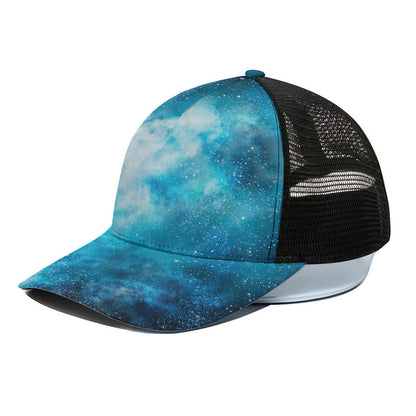 Blue Sky Universe Galaxy Space Print Black Mesh Trucker Cap