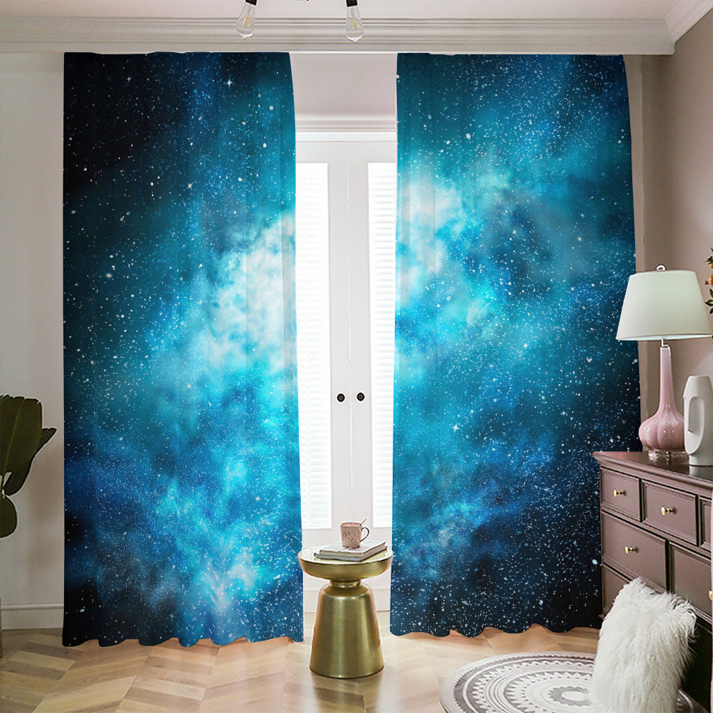 Blue Sky Universe Galaxy Space Print Blackout Pencil Pleat Curtains