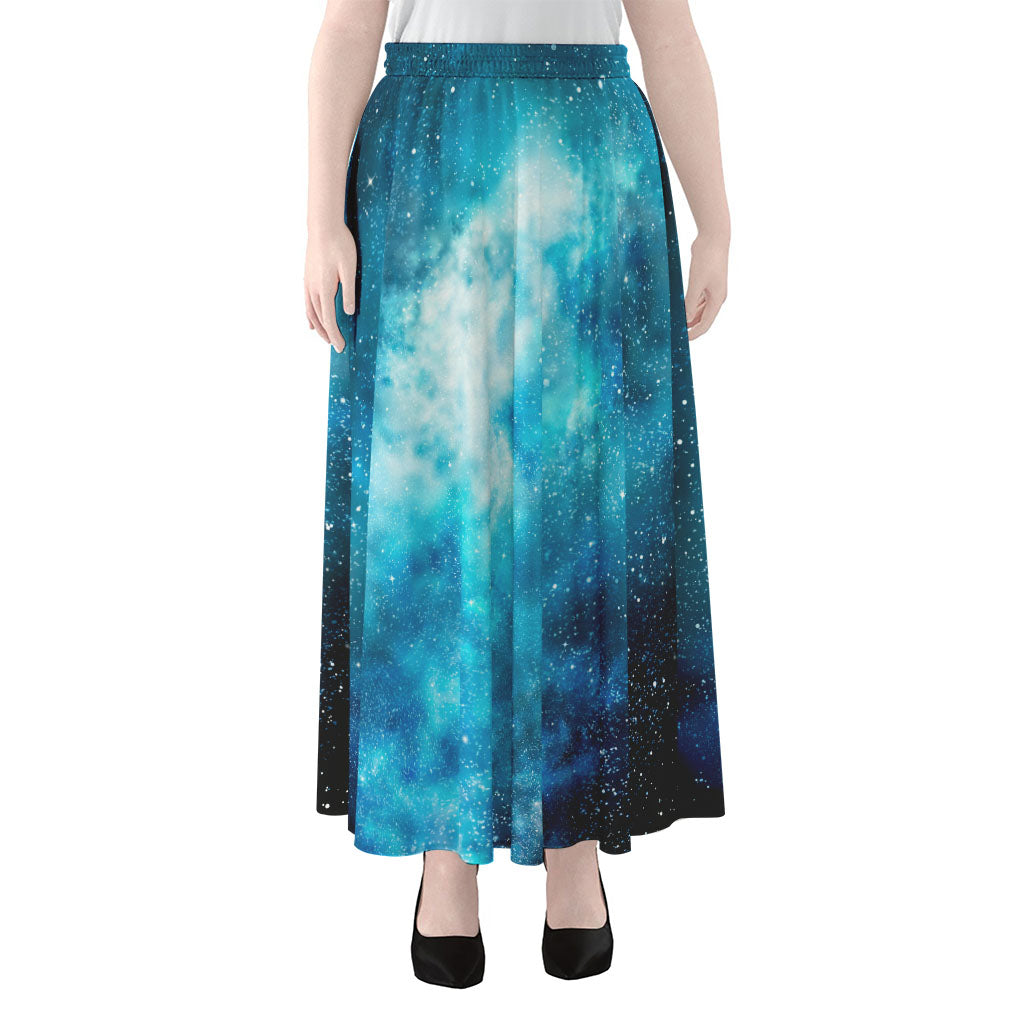 Blue Sky Universe Galaxy Space Print Chiffon Maxi Skirt