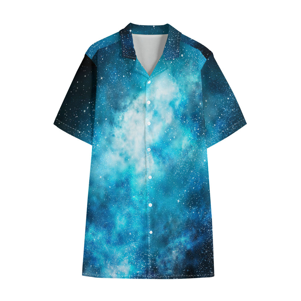 Blue Sky Universe Galaxy Space Print Cotton Hawaiian Shirt