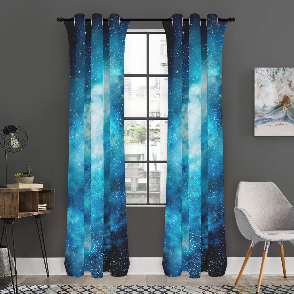 Blue Sky Universe Galaxy Space Print Curtain
