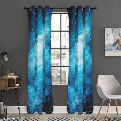 Blue Sky Universe Galaxy Space Print Curtain