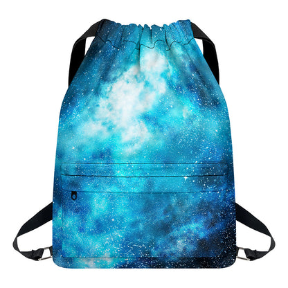 Blue Sky Universe Galaxy Space Print Drawstring Backpack