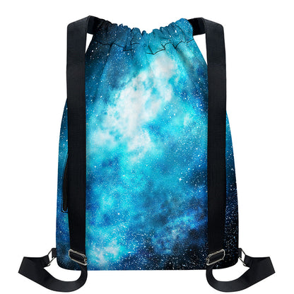 Blue Sky Universe Galaxy Space Print Drawstring Backpack