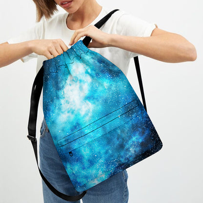 Blue Sky Universe Galaxy Space Print Drawstring Backpack