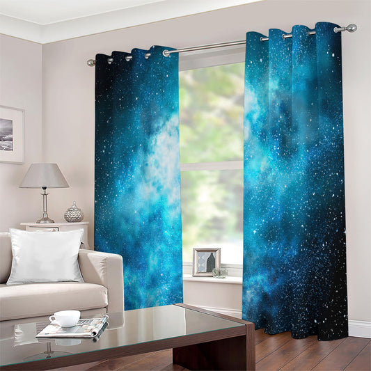 Blue Sky Universe Galaxy Space Print Extra Wide Grommet Curtains