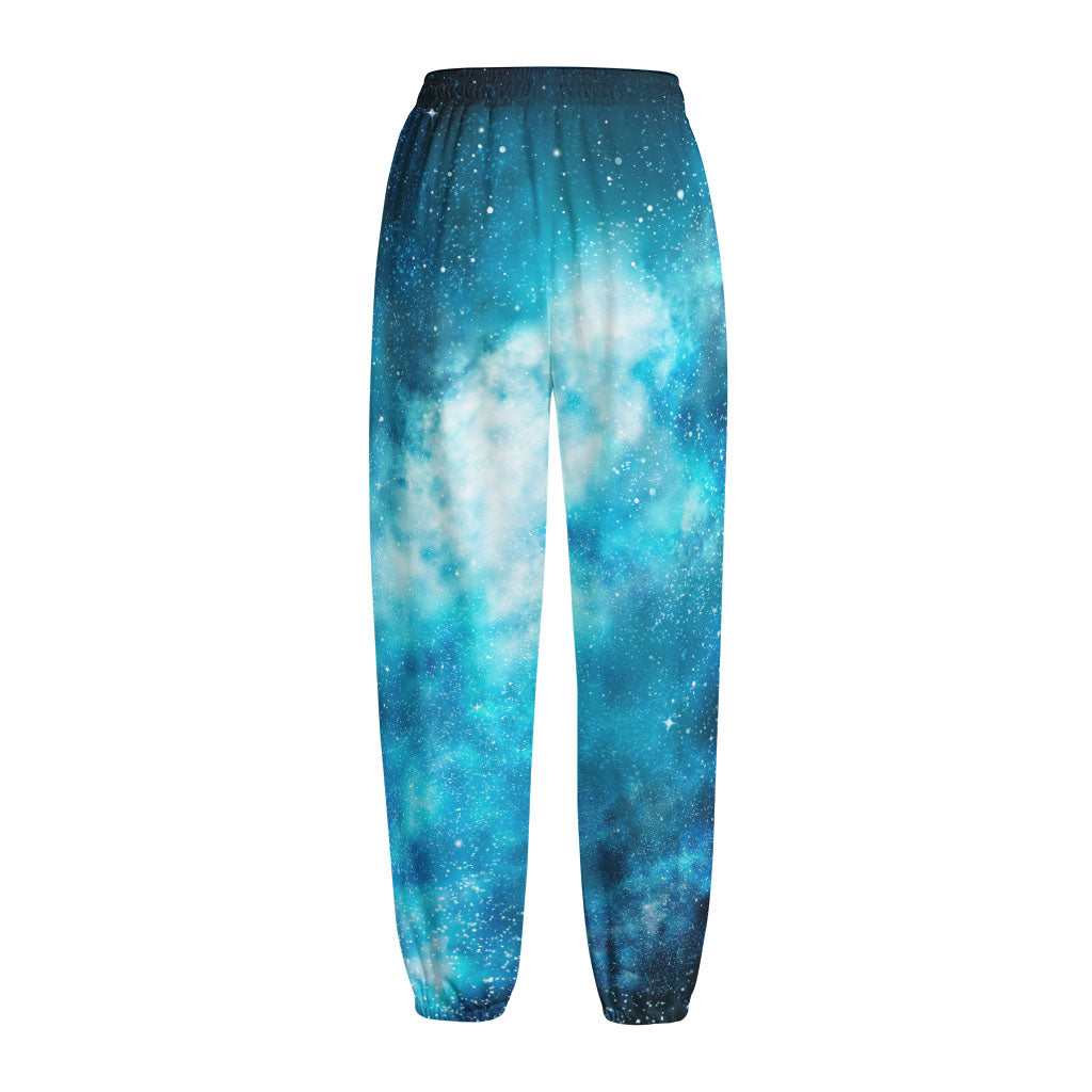 Blue Sky Universe Galaxy Space Print Fleece Lined Knit Pants