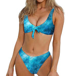 Blue Sky Universe Galaxy Space Print Front Bow Tie Bikini