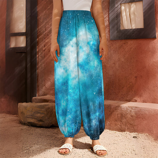 Blue Sky Universe Galaxy Space Print Harem Pants