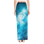 Blue Sky Universe Galaxy Space Print High Slit Maxi Skirt