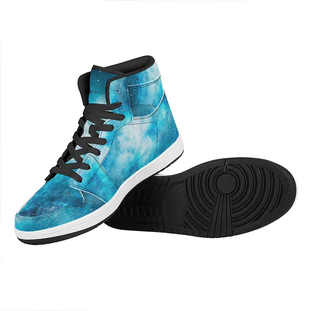 Blue Sky Universe Galaxy Space Print High Top Leather Sneakers