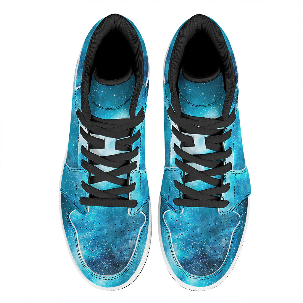 Blue Sky Universe Galaxy Space Print High Top Leather Sneakers