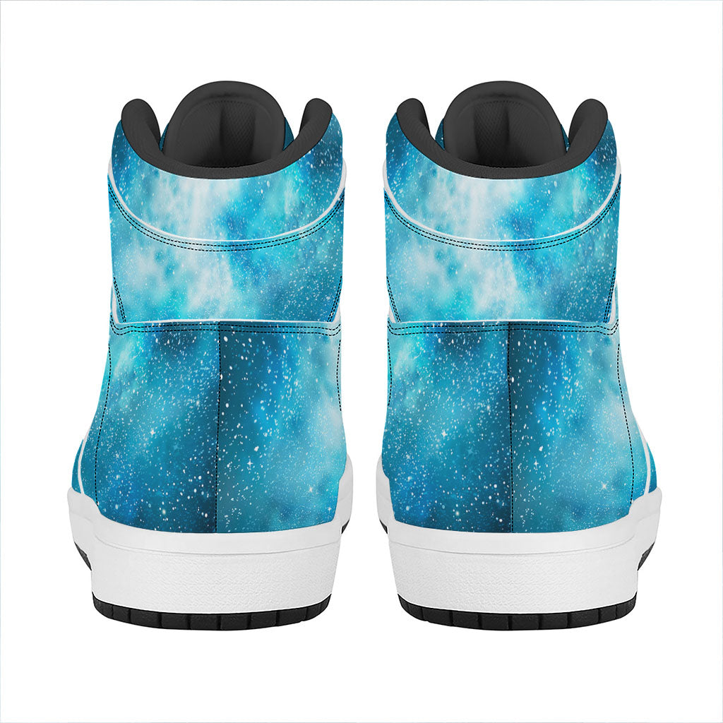 Blue Sky Universe Galaxy Space Print High Top Leather Sneakers
