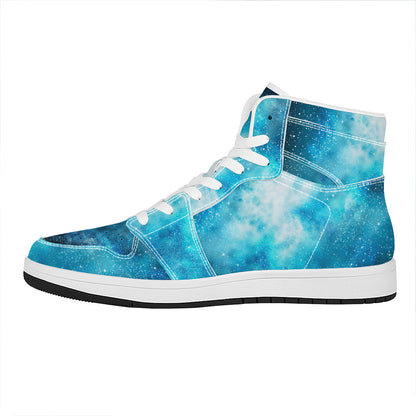 Blue Sky Universe Galaxy Space Print High Top Leather Sneakers