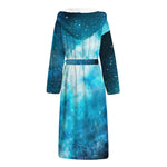 Blue Sky Universe Galaxy Space Print Hooded Bathrobe