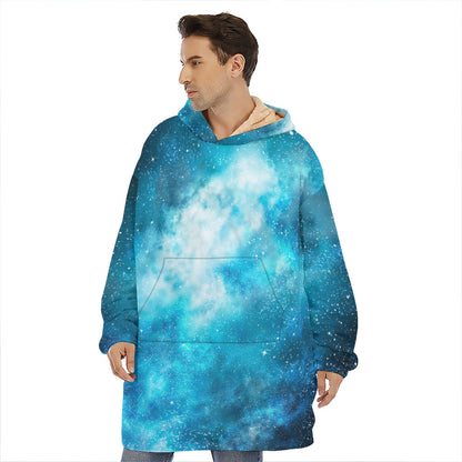 Blue Sky Universe Galaxy Space Print Hoodie Blanket