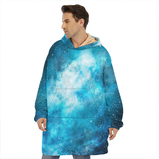 Blue Sky Universe Galaxy Space Print Hoodie Blanket