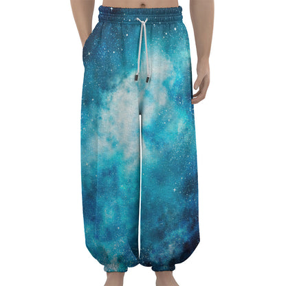 Blue Sky Universe Galaxy Space Print Lantern Pants