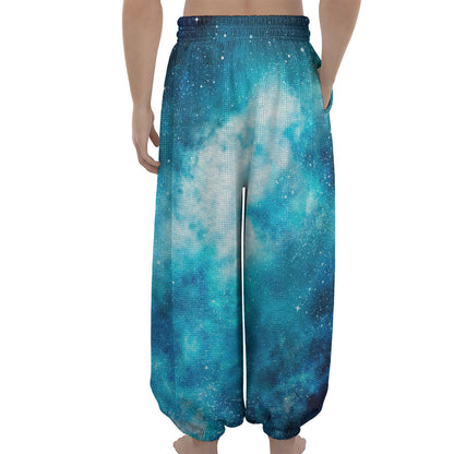 Blue Sky Universe Galaxy Space Print Lantern Pants