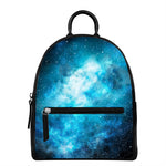 Blue Sky Universe Galaxy Space Print Leather Backpack